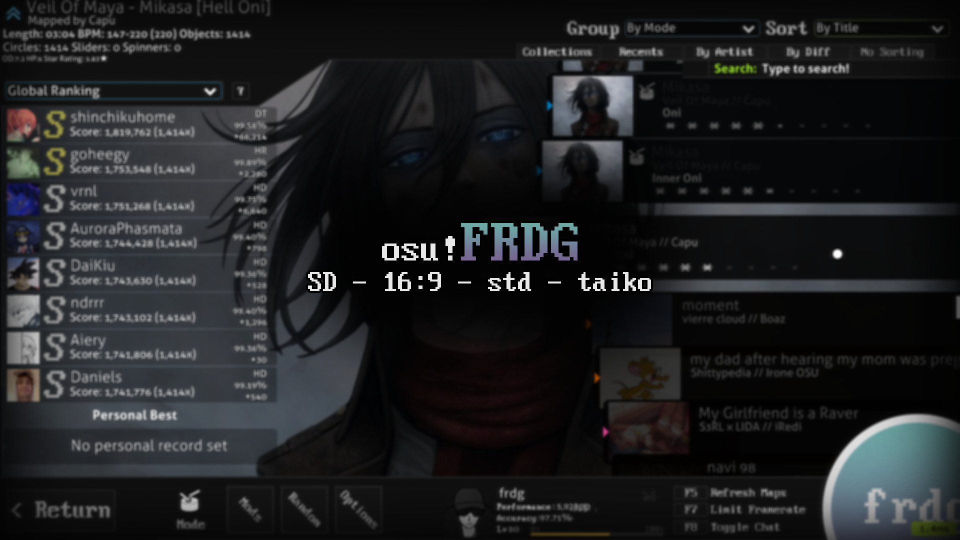 osu!FRDG - dark, minimalist skin for osu!
