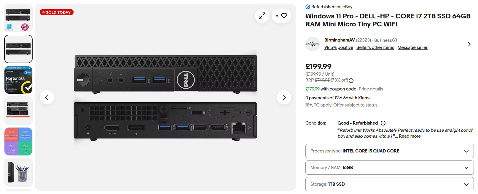 eBay listing for a Dell OptiPlex 3070